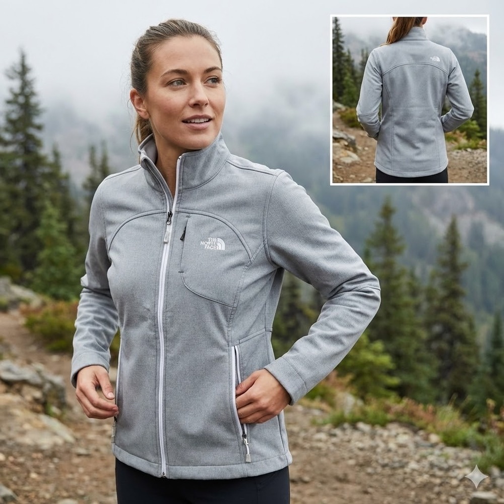 The North‎ Face Womens WindWall Apex Bionic Softshell Jacket Gray Medium M